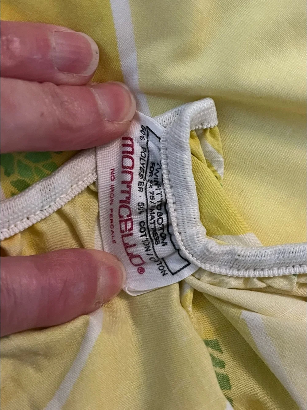 Vintage Monticello Yellow Floral Striped fitted sheet percale